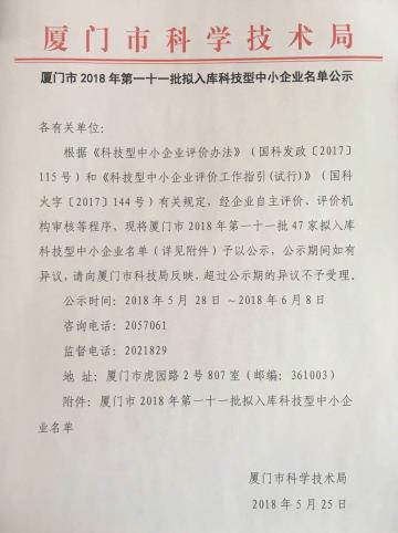 厦门市科技型中小企业