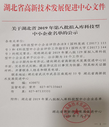 湖北省2019年科技型中小企业